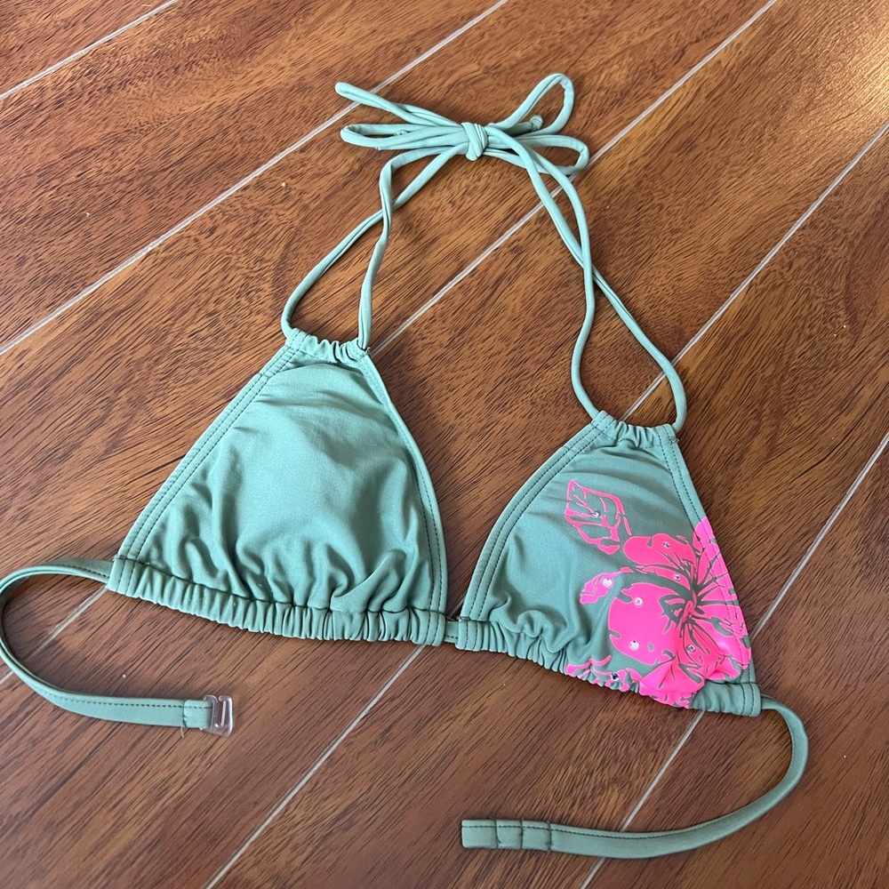 String bikini top - pink sparkle flower